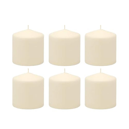 Stonebriar - Vela de Pilar, Paquete de 6, 3x3 Pulgadas, 18 Horas, Sin Perfume, Cera de Marfil