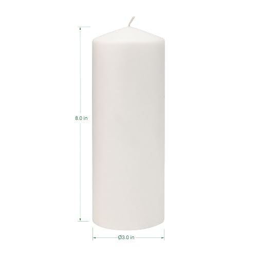 Stonebriar - Paquete de 3 velas de cera blanca sin perfume de 3 x 8 pulgadas, 80 horas de largo
