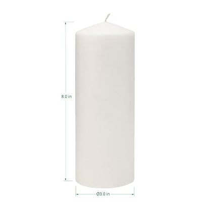 Stonebriar - Paquete de 3 velas de cera blanca sin perfume de 3 x 8 pulgadas, 80 horas de largo