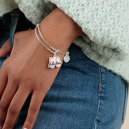 Alex and Ani Brazalete Rígido con Dije Fabulous 50 | Brazalete Rígido con Dije para Mujer | Esmalte | Brazalete Rígido de Alambre Expandible | Regalo de Joyería para Mujer