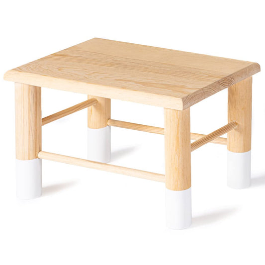 DUDUK Taburete de Madera para niños y niñas | Blanco y Natural