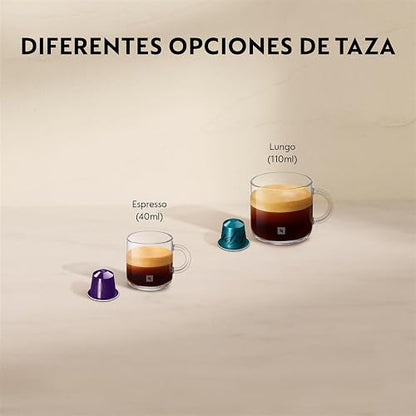 Nespresso Cafetera Essenza Mini Negra con Espumador + 7 Cápsulas | Incluye 12 Cápsulas de regalo y Espumador de leche