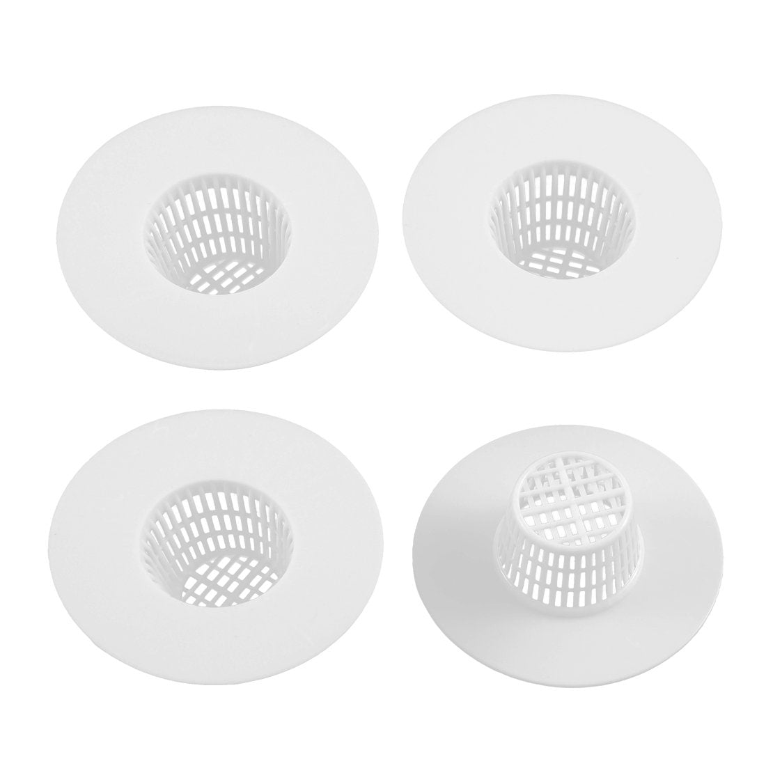 uxcell Tapón de drenaje de plástico para baño, escurridor de fregadero, red blanca, 4 unidades