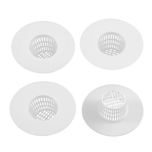 uxcell Tapón de drenaje de plástico para baño, escurridor de fregadero, red blanca, 4 unidades