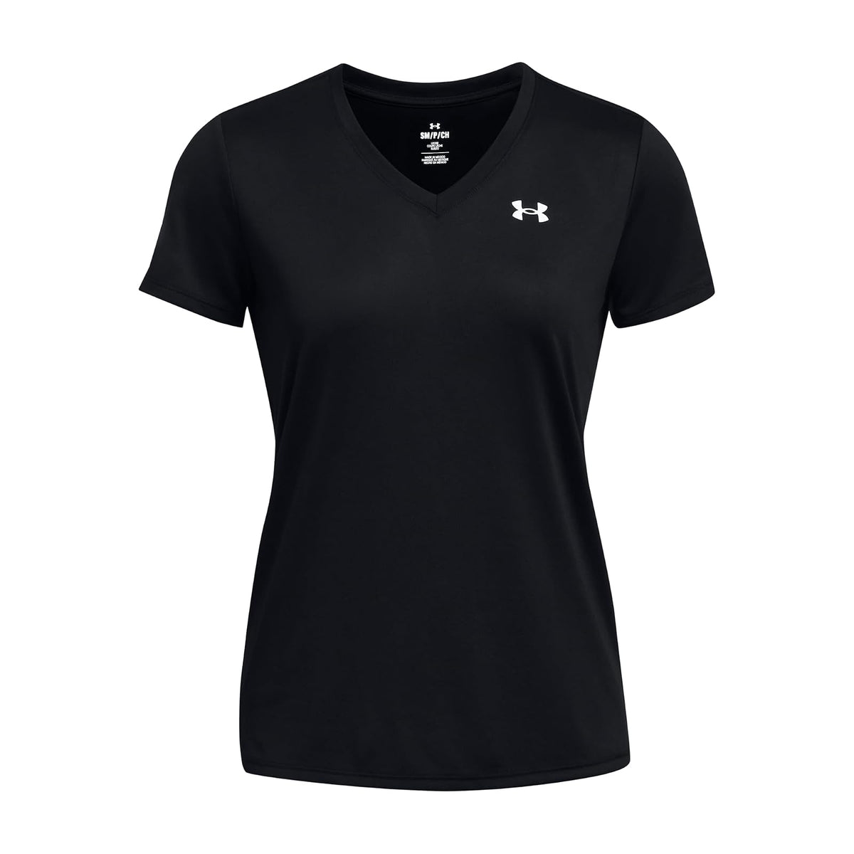 Under Armour Tech Playera Manga Corta Cuello en V Mujer - (001) Negro - Blanco - M
