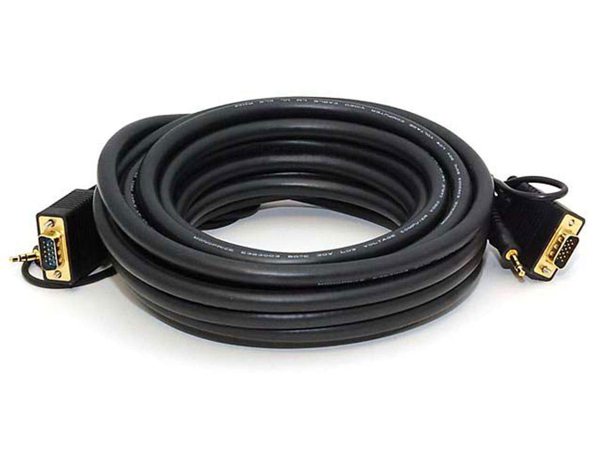 Monoprice 100559 Super VGA HD15 M/M CL2 Rated Cable with Stereo Audio and Triple Shielding, 25-Feet, Gold Plated