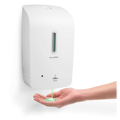 Alpine Industries - Dispensador universal de jabón líquido para montar en pared, sin contacto para oficinas, escuelas, almacenes, instalaciones de servicio de alimentos y plantas de fabricación, color