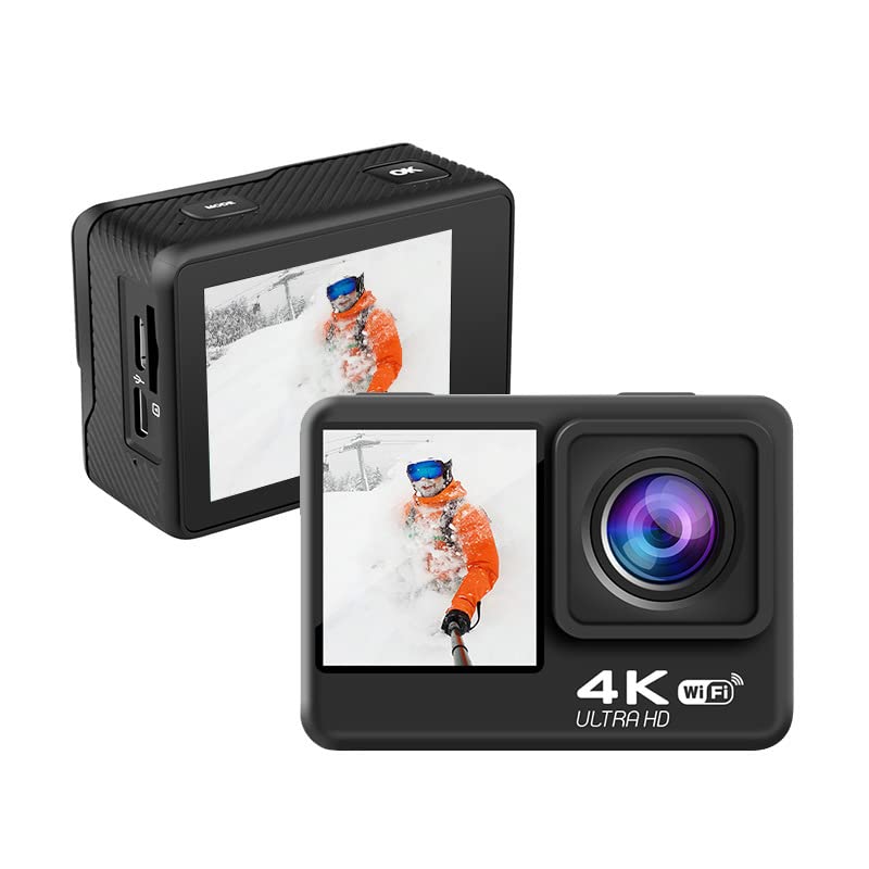 Auvce Cámara de acción 4K 24MP Ultra HD WiFi Pantalla Deportes cámara submarina EIS 131FT cámara Impermeable ，Cámaras Deportivas DV para Dispositivos Android e iOS,（con Tarjeta de Memoria de 32G）
