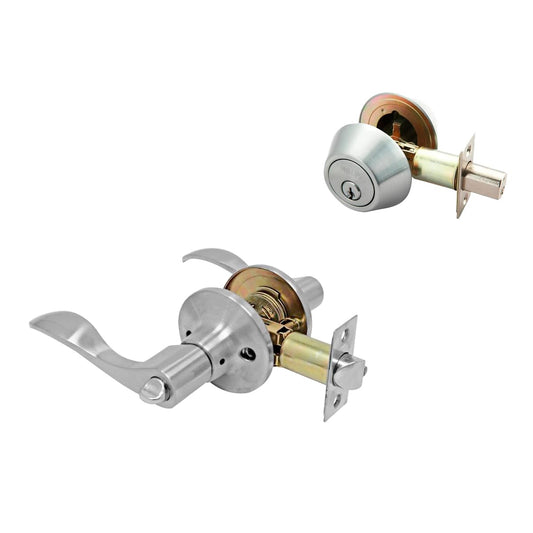 Phillips Combo Cerrojo/Manija Nogal Para Entrada LLave-Llave Plata