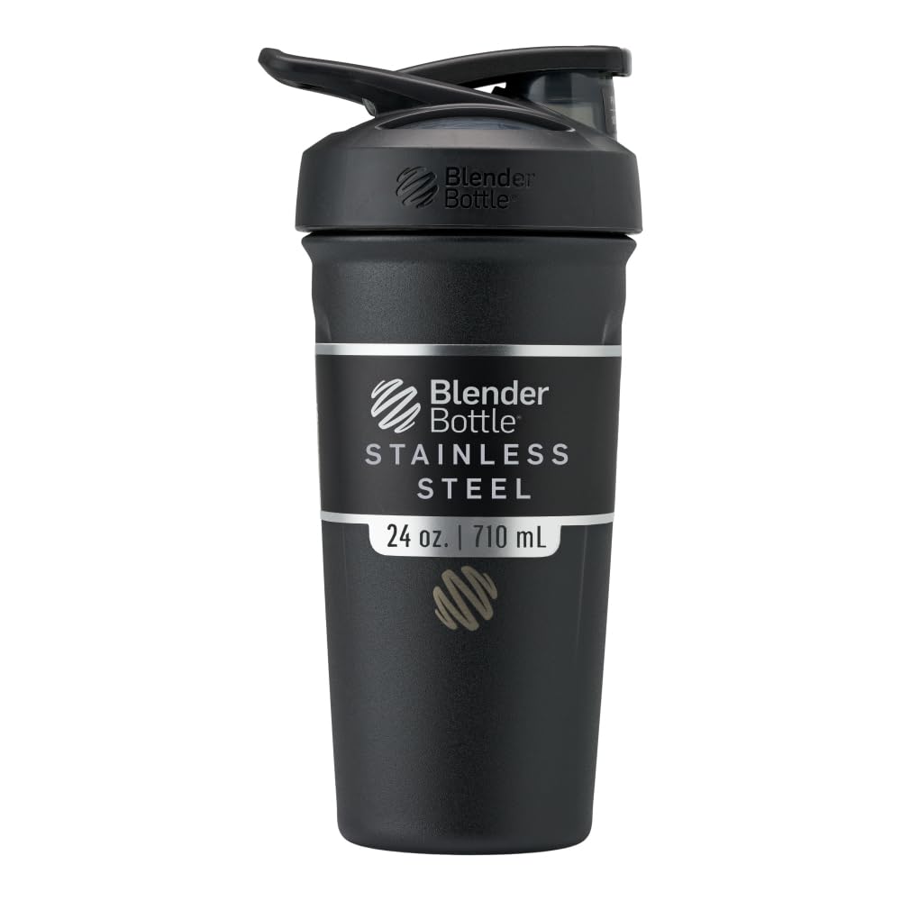 BlenderBottle Strada Shaker de Acero Inoxidable Aislado, 24 oz - Negro