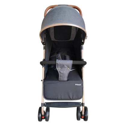 PRINSEL | Carriola Mónaco LX para Bebé | Gris | 0-3 Años | Plegado con Una Mano | 8 Ruedas | Manubrio Semi-Piel | Respaldo Ajustable | Canastilla Amplia