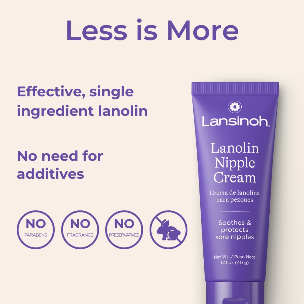 Lansinoh Crema Lanolina HPA para el Pezón, 40 ml, 100% Natural, Calma y Protege Pezones Agrietados y con Dolor, Multicolor