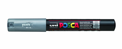 Uni Posca Marcador, línea de 0,7 mm, PC-1M, plata, extrafino, 1 pieza
