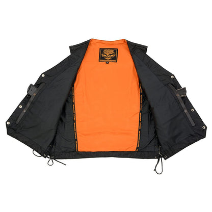 Milwaukee Leather - Chaleco de Piel de Alta Calidad para Hombre con Encaje Lateral para Motocicleta, Negro, Talla 48