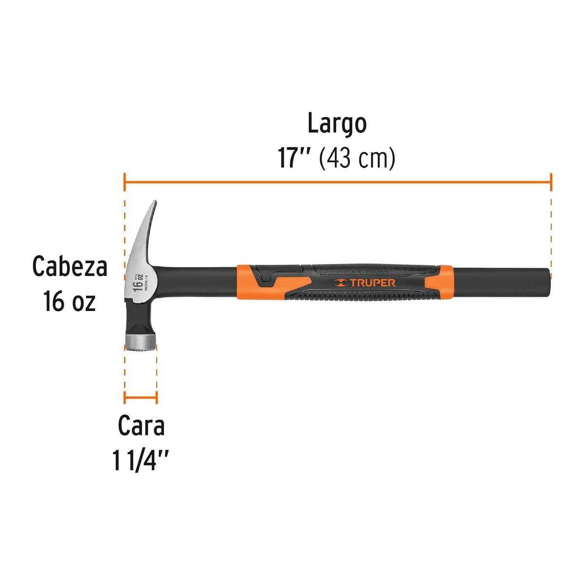 Truper MCIM-16 Martillo para cimbra, 16 oz, color, pack of/paquete de 1