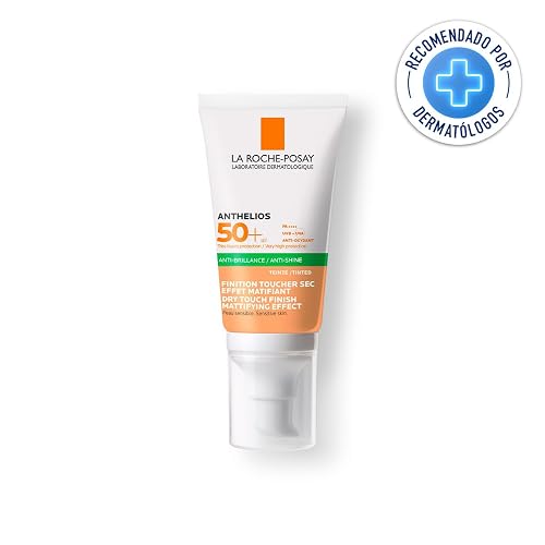 La Roche-Posay Anthelios UVMUNE 400 Oil Control Gel-Crema con Color y FPS 50+, Protector Solar Facial Matificante para Piel Grasa, Resistente al Agua, 50 ml