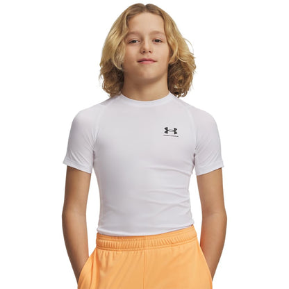 Under Armour Playera de Entrenamiento HeatGear para Niño - (101) Blanco - Negro - XS