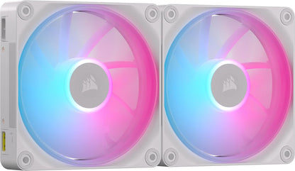 Corsair iCUE Link LX120 RGB Ventiladores PWM, Kit con iCUE Link System Hub - 2 x 140mm - Blanco