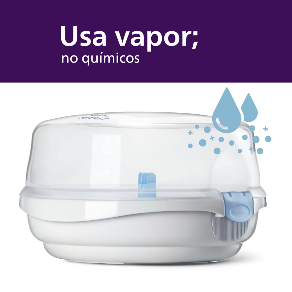 Philips Avent Set Esterilizador de Microondas y Biberones Natural Response | Alimentación y esterilización en uno | Elimina 99.9% de gérmenes en 2 min | 4 biberones Natural Response | 7 pz | 6673620