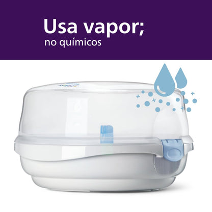 Philips Avent Set Esterilizador de Microondas y Biberones Natural Response | Alimentación y esterilización en uno | Elimina 99.9% de gérmenes en 2 min | 4 biberones Natural Response | 7 pz | 6673620