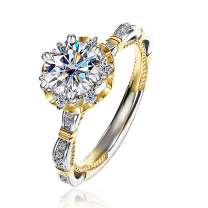 Anillo De Compromiso Mujer, Adjustable Anillos de Promesa S925 Plata Moissanita Diamente, 0.5Ct VVS1