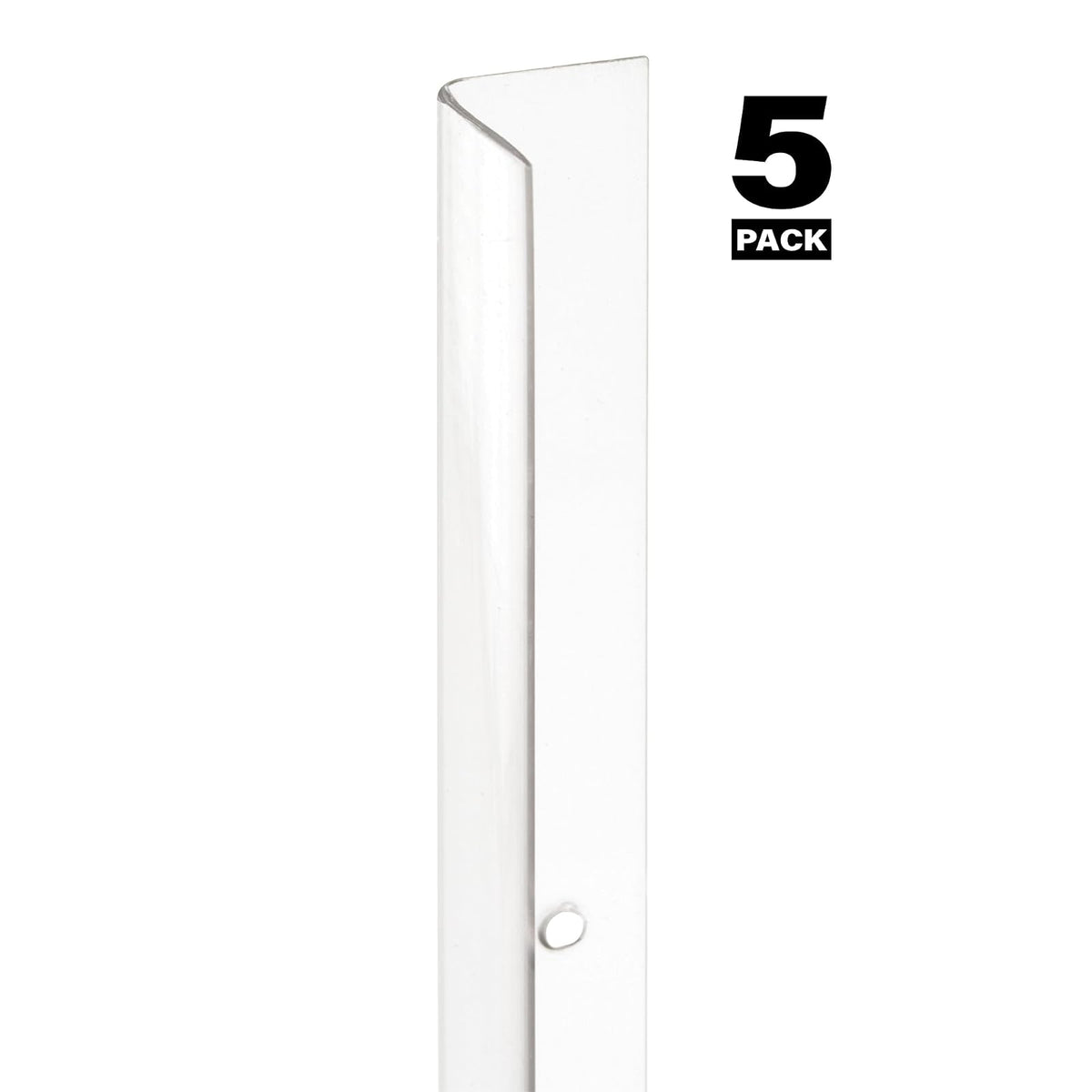 Prime-Line MP9130 - Protector de esquina perforado, 1-1/8 x 48 pulgadas, construcción de vinilo, transparente, cierres incluidos, paquete de 5