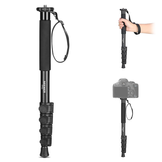 NEEWER 61"/155cm Soporte Monopié para Cámara, Monopié Portátil Viaje Aleación Aluminio con Adaptador de Tornillo 1/4" 3/8" para Videocámara DSLR, Accesorios Cámaras Profesionales, Carga 17.6lb, TP41