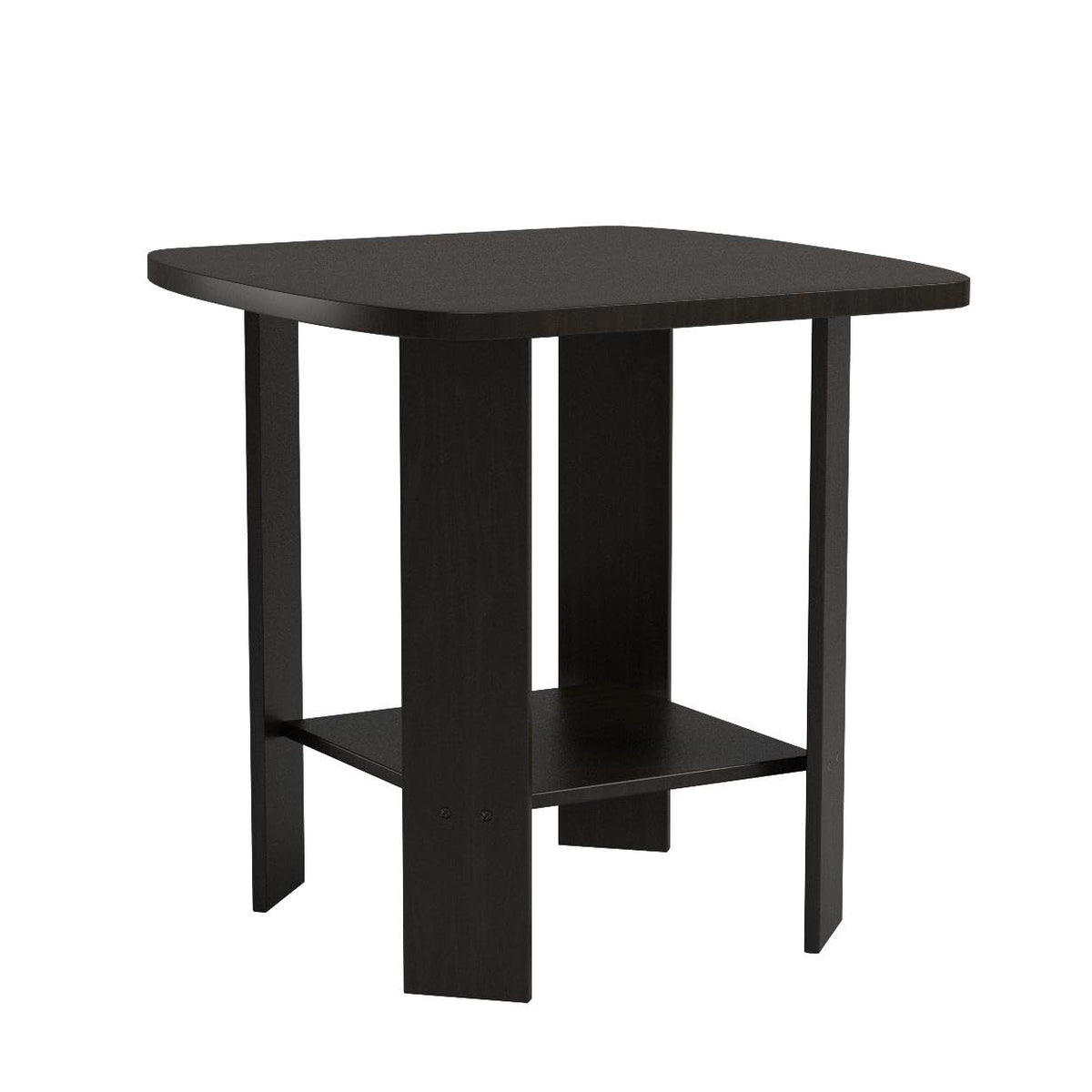 Furinno Mesa Auxiliar de Diseño Simple de 2 Niveles con Bordes Suaves, Espresso, Set de 2