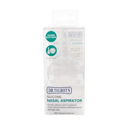 Aspirador nasal para bebés Dr. Talbot's - Silicona sin BPA - con estuche de almacenamiento - Transparente
