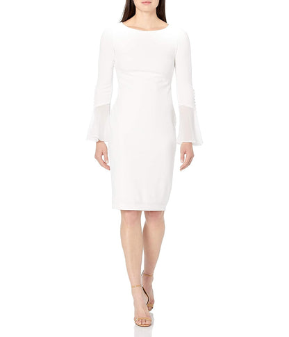 Calvin Klein Sólida Vaina con Gasa Vestido de Mangas de Campana Vestido para Mujer