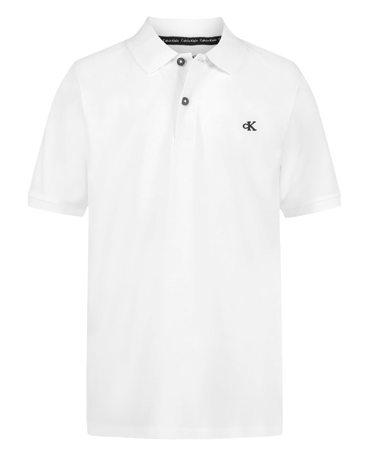 Calvin Klein Polo Manga Corta Marled Space Dye para Niño - Blanco - 10-12