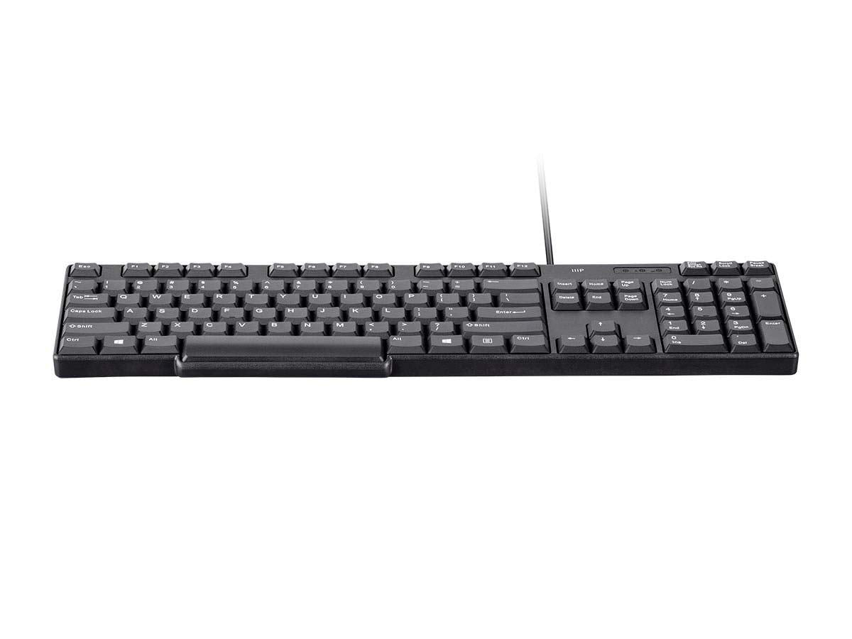 Monoprice Mono USB Keyboard - Black, Spill Resistant Membrane, Comfortable, Standard Layout - Workstream Collection