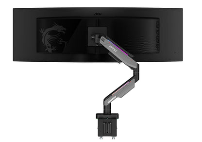 MSI MPG MT201R V2 - Brazo de Soporte para Monitor único RGB Premium, soporta Pantallas de 17-49 Pulgadas y 44 Libras, Compatible con VESA, Montaje Ajustable de Resorte de Gas Resistente, Abrazadera y