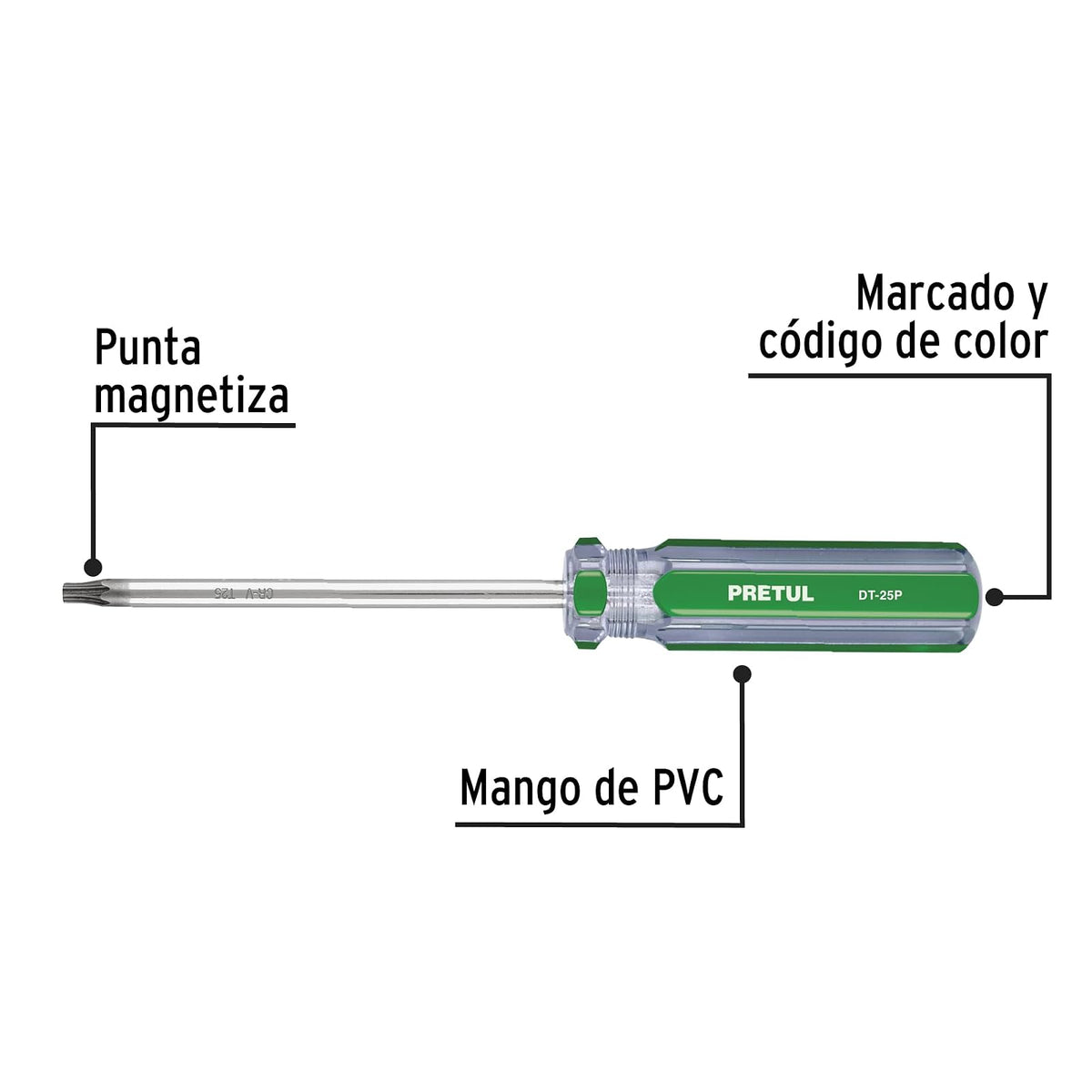 Pretul DT-6P, Juego de 6 desarmadores Torx mango de PVC