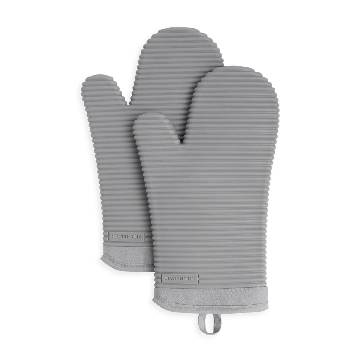 KitchenAid Juego de 2 Manoplas de Silicona Acanaladas - 7.5"x13" - Gris
