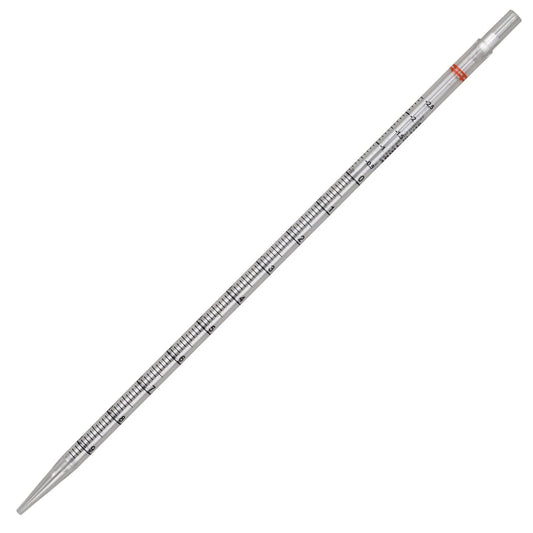 Globe Scientific 1760 - Pipeta de suero de plástico de poliéster, 10 ml de capacidad, punta estándar, 297 mm de largo, esteril, rayas naranjas, entrega individual (caja de 200)