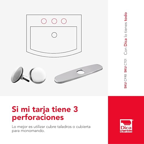 DICA, Cubierta Redonda para Monomando de 8”, Acabado Cromo, Acero Inoxidable, 1 Año de Garantia Contra Cualquier Defecto de Fabricacón, CFR8