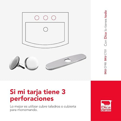 DICA, Cubierta Redonda para Monomando de 8”, Acabado Cromo, Acero Inoxidable, 1 Año de Garantia Contra Cualquier Defecto de Fabricacón, CFR8