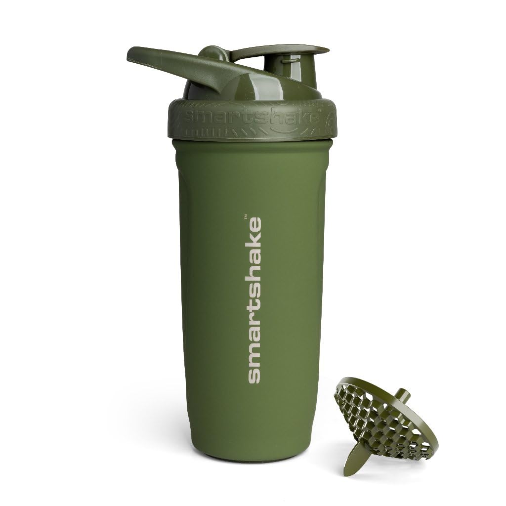 SmartShake Reforce Botella Mezcladora de Acero Inoxidable, 900 ml, Gris - 0.9 Litros - Verde