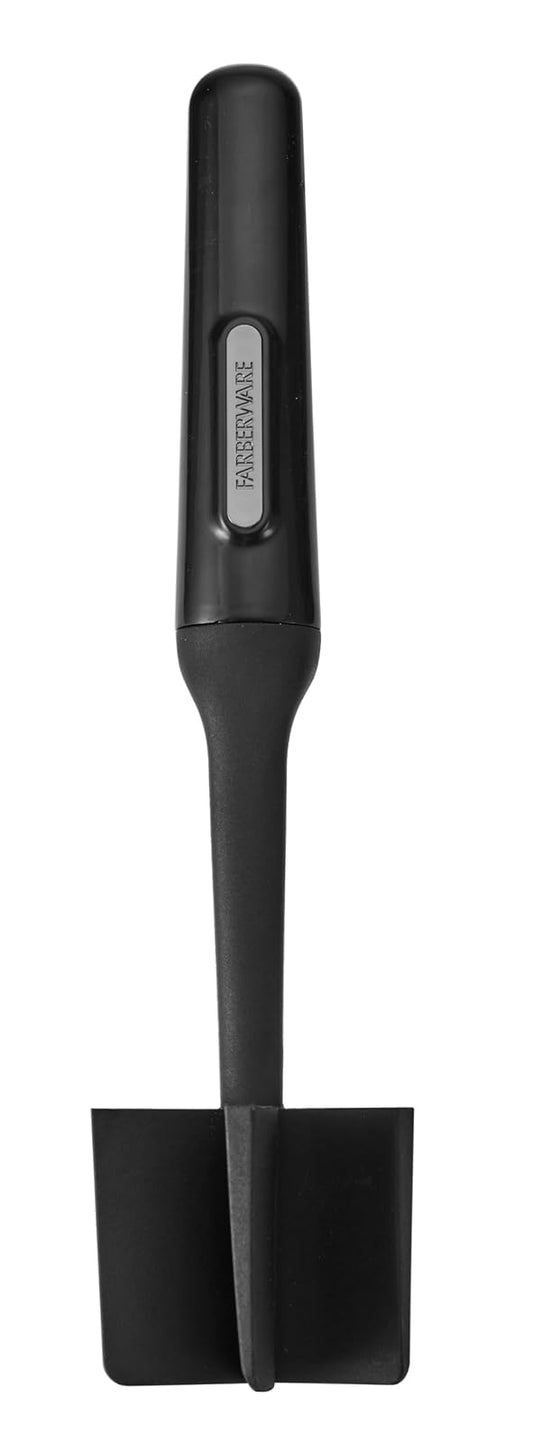 Farberware Triturador profesional de carne y patatas de nailon resistente al calor, seguro para utensilios de cocina antiadherentes, 10 pulgadas, negro