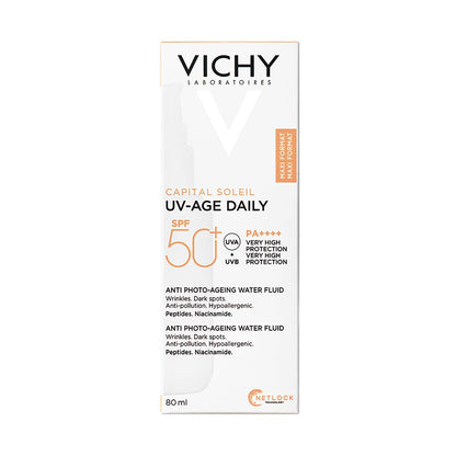 Vichy Capital Soleil UV-Age Daily FPS50+ Protector Solar Facial Uso Diario, 80 ml