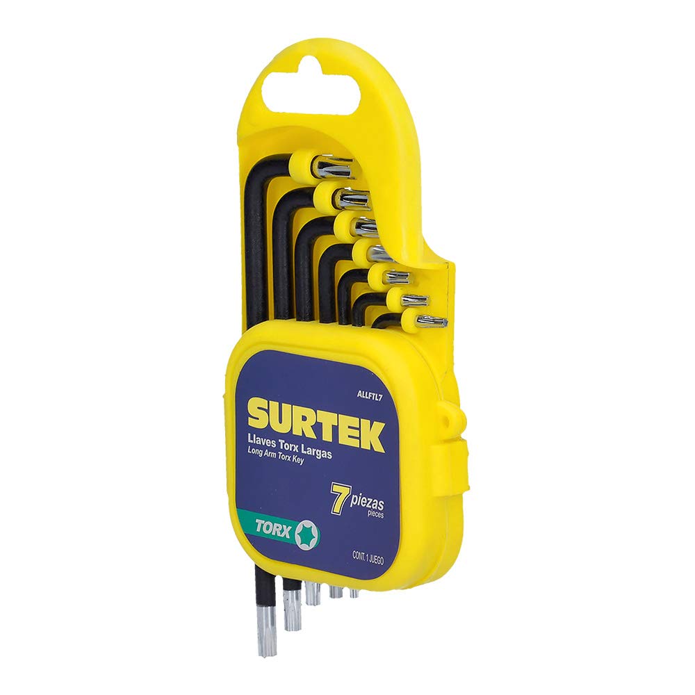 Surtek ALLFTL7 Juego de Llaves hexagonales Tipo L, Torx, largas, 7 Piezas en Rack