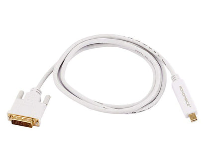 6ft Gold Plated 32AWG Mini DisplayPort to DVI Cable - White