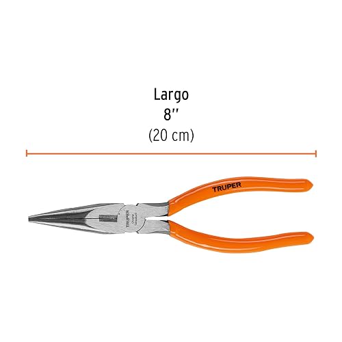 Truper T203-8, Pinza punta y corte 8", mango de vinil