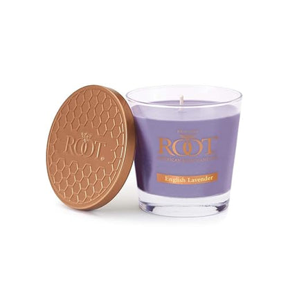 Root Candles Honeycomb Veriglass Scented Beeswax Blend Candle, Small, English Lavender
