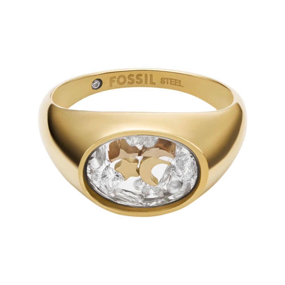 Anillo Fossil JF04896710 Sutton de acero inoxidable en tono dorado para mujer, talla 9