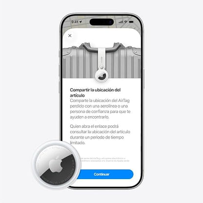 Airtag de Apple (2.? Generaci?n) 1 Pieza: Rastreador para Llavero | Cartera y M?s, Localizador con Sonido, F?cil Configuraci?n en el Iphone o el Ipad, Rango de Rastreo Preciso hasta 1.5 Veces
