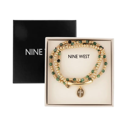 Nine West Box Set Pulsera Dorado Multiniveles para Mujer