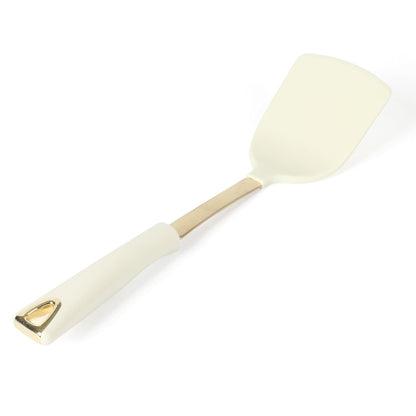 Martha Stewart Lockton - Juego de herramientas de cocina de acero inoxidable y nailon, lino con dorado