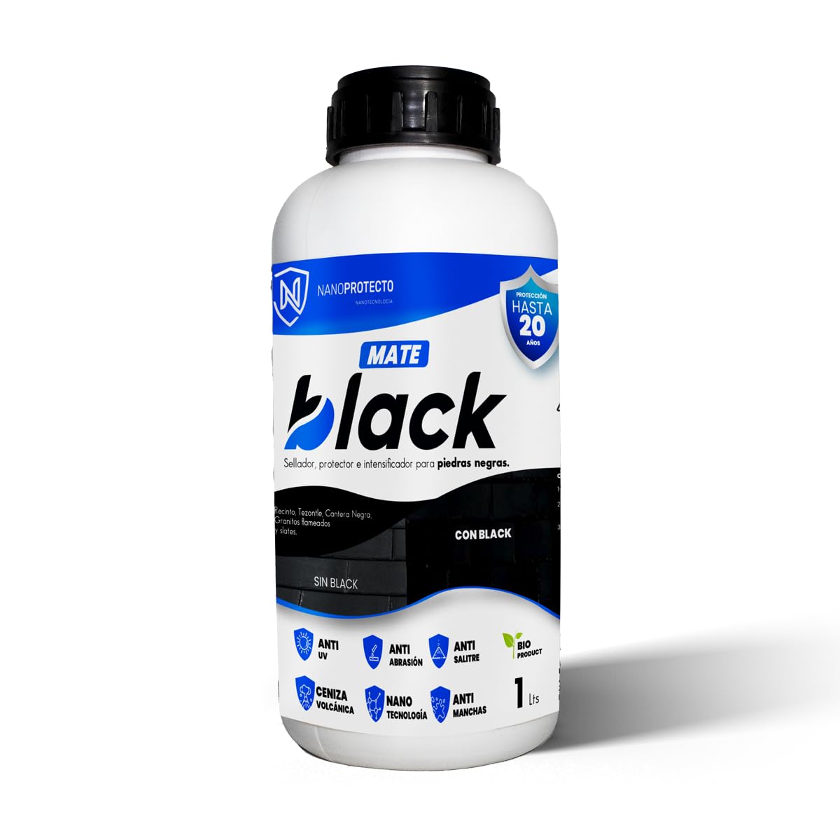Nanoprotecto 777 SSBLM BLACK MATE Protector e intensificador para piedras negras mate Ideal para: recinto, tikul, granito negro flameado, slate piedras porosas negras 1l